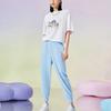 Li Ning X Disney Collaboration Sports Lifestyle Series SS22 Solid Color Tapered Knit Casual Sports Pants Women pants Aurora-Blue AKLSA28-2