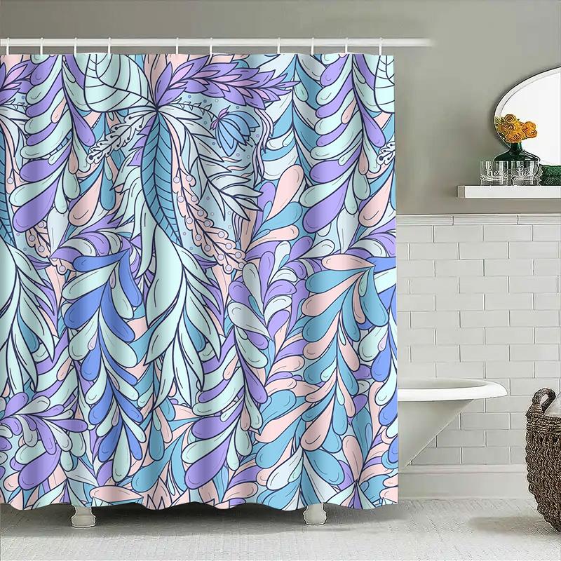 

Purple Blue White Feather Shower Curtainboho Chic Decor For Bathroom Extra Long Waterproof Fabric With Rod Pocket (59X72) W60H190(CM)-1 Pcs