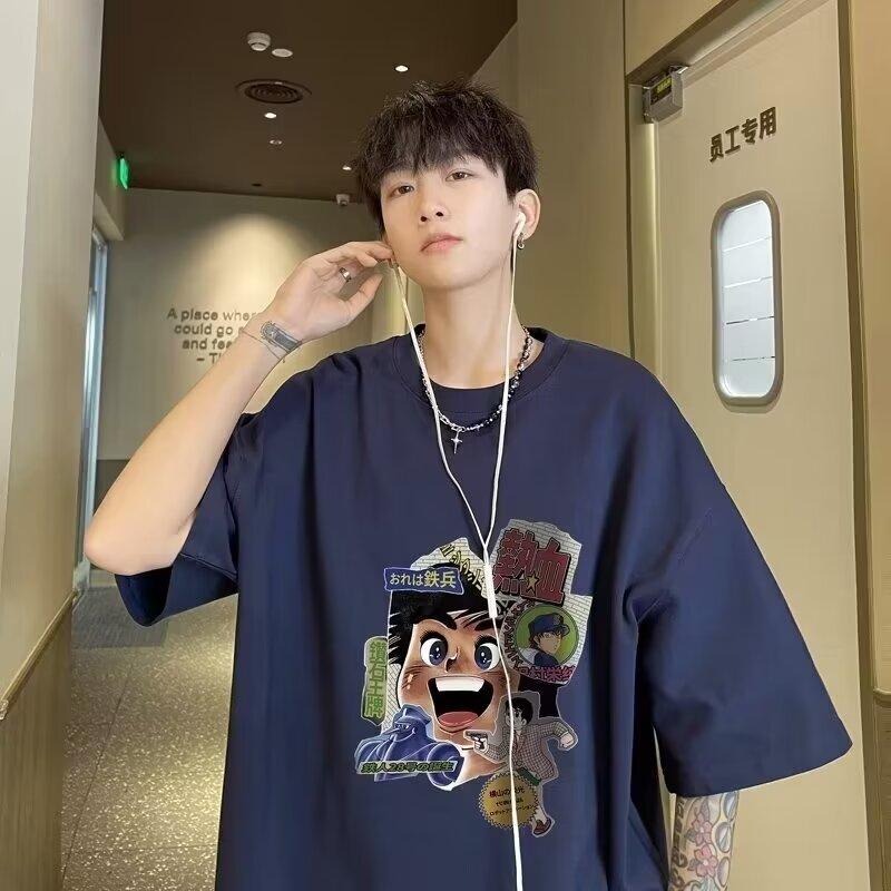 Tricou cu mâneci scurte imprimat cu litere la modă, cu gât rotund, pentru vară, în top casual