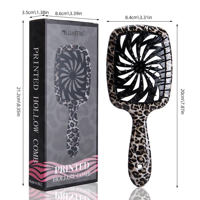 1pc Hair Brush Leopard Print Scalp Massage Comb Hollow Out Windmill Comb Anti-frizz Air Cushion Salon Styling Tool Winter Gift