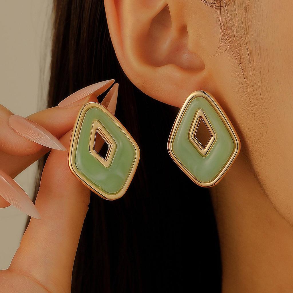 Colorful Drip Oil Flower Stud Earrings - Simple Double-Layer Petal Design for Women, Perfect for Spring and Summer