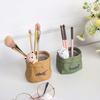 Wrinkled Paper Bag Pen Holder with Animal Decor, Resin Desk Organizer & Succulents Planter, Cute Stationery Gift for Students & Office