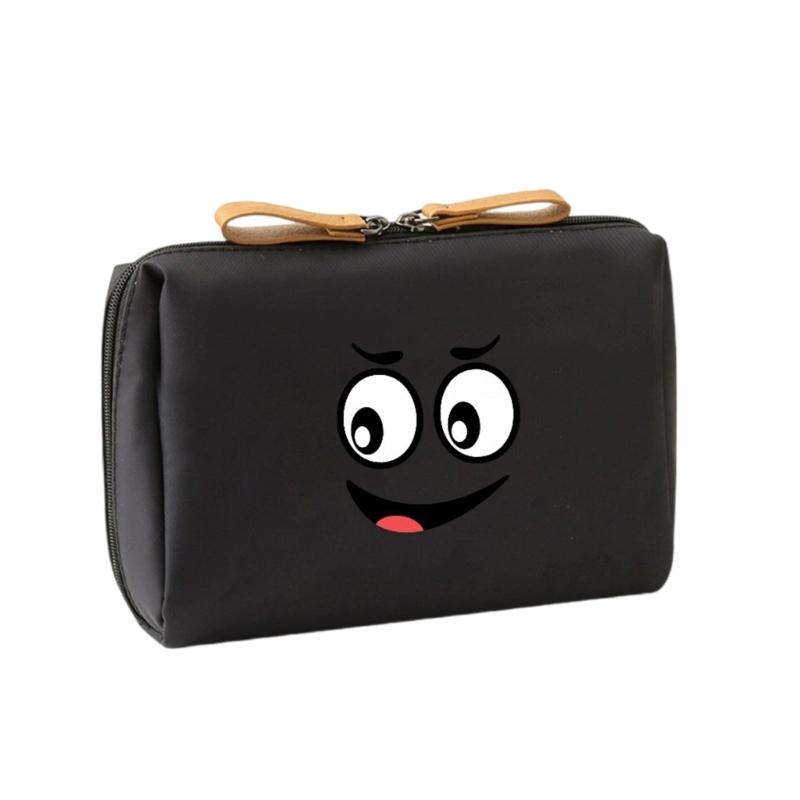 Practical Smile Series Makeup Bag Unisex Nylon Hand Carry Cosmetic Organizer Storage Bags For Daily Use