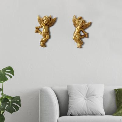Set von 2 Harz Engel Cherub Wand Skulpturen Angelic Figur 5,7 zoll Groß Schöne Schmuck für