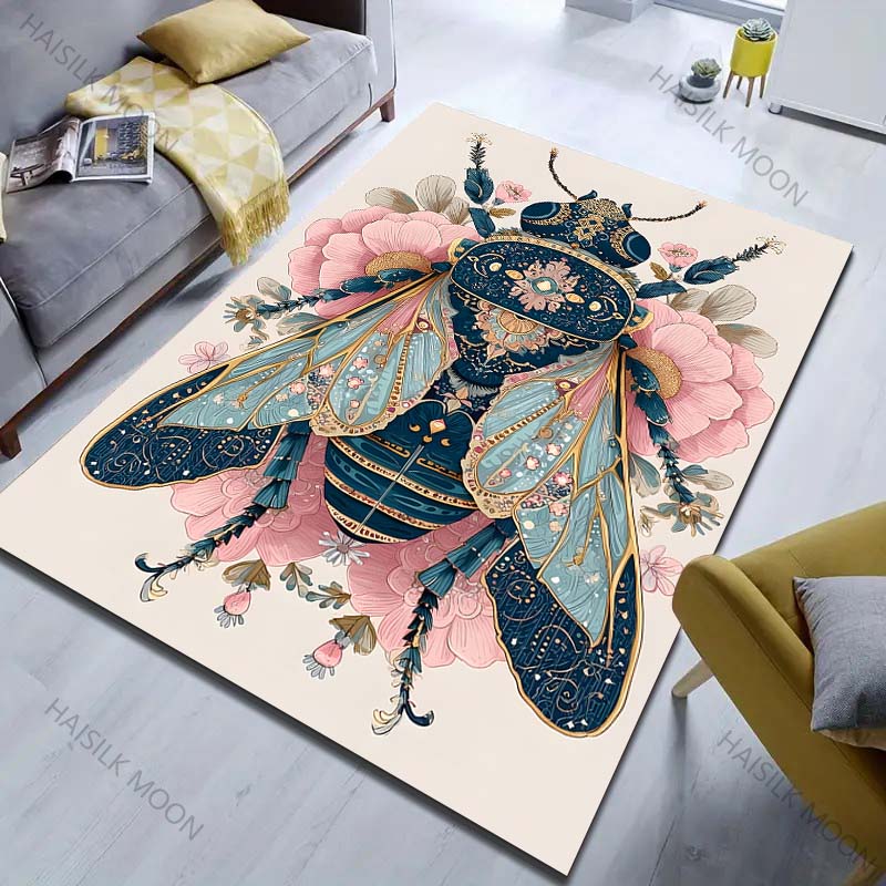 Multiple sizes Colorful insect, floral intricate design Carpet for Living Room Bedroom Sofa Home Decor Rus Non-slip mat