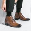 Herrenstiefel Business Lederstiefel Mode Schnürstiefel Knöchelhohe Reißverschluss Freizeitschuhe Spitz zulaufende Plateau Chelsea Stiefel