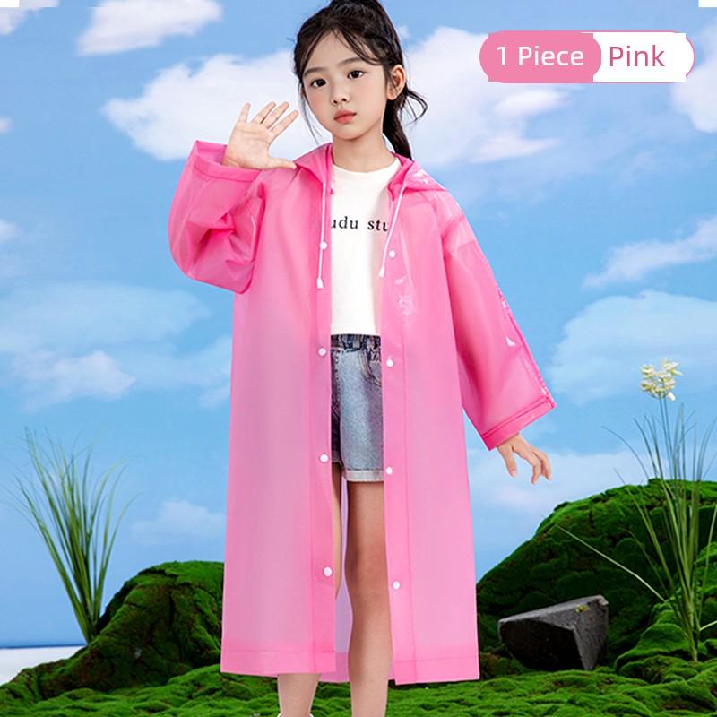 Dingqing Children's Outdoor Disposable Raincoat, Waterproof, Thickened, Hooded, Portable, Extended Length, White Rain Poncho, Storm-Proof