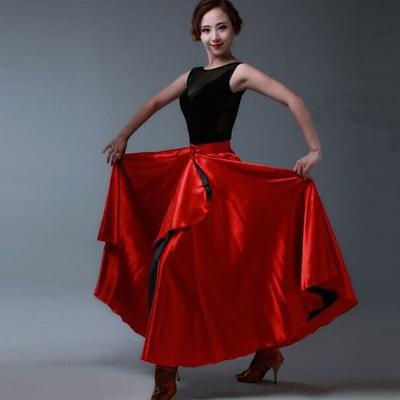 Glatter Spanischer Flamenco Schal Rock Großer Schwung Paso Doble Tanzkleid Kinder Mädchen