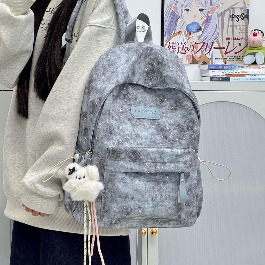 Schoolbag simple foreign style tie-dye backpack new trendy and cool texture large capacity computer backpack junior high school student schoolbag