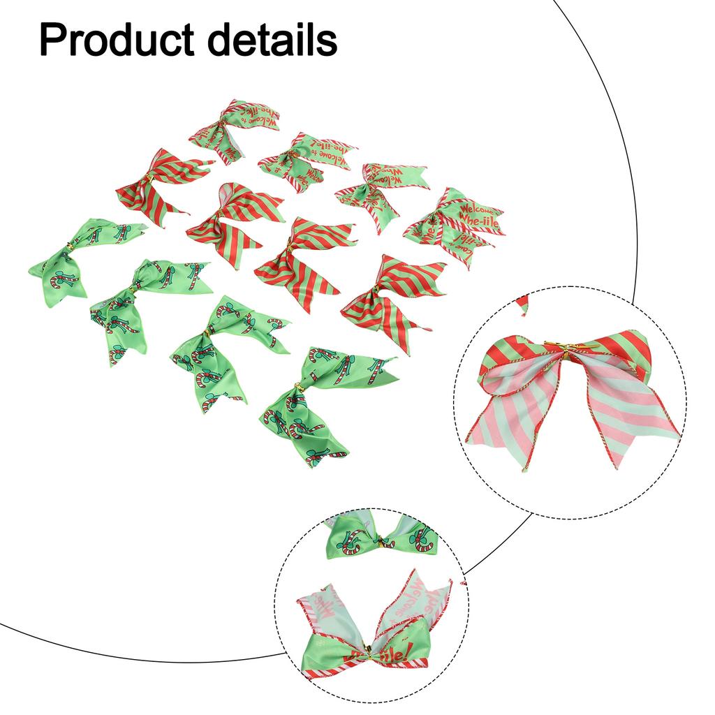 For Christmas Bow Decorations 12 Colorful Pieces Suitable for Trees and Party Use Cloth Material 66 Inches Size