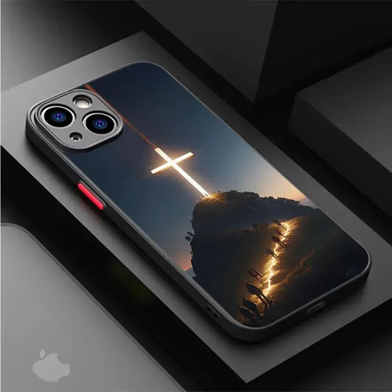 Christliches Jesus Kreuz Handyhülle Für iPhone 16 15 14 13 12 11 Pro Max X XR XS 8 7 Plus Mini SE 2020 2022 Funda Bibel