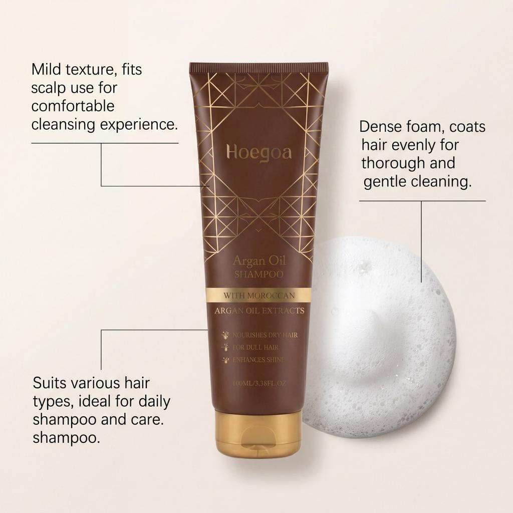 HOEGOA Argan Oil Shampoo Smooth Hair Care Nourishing, Rich, Smooth Hair Mild Moisturizing Shampoo
