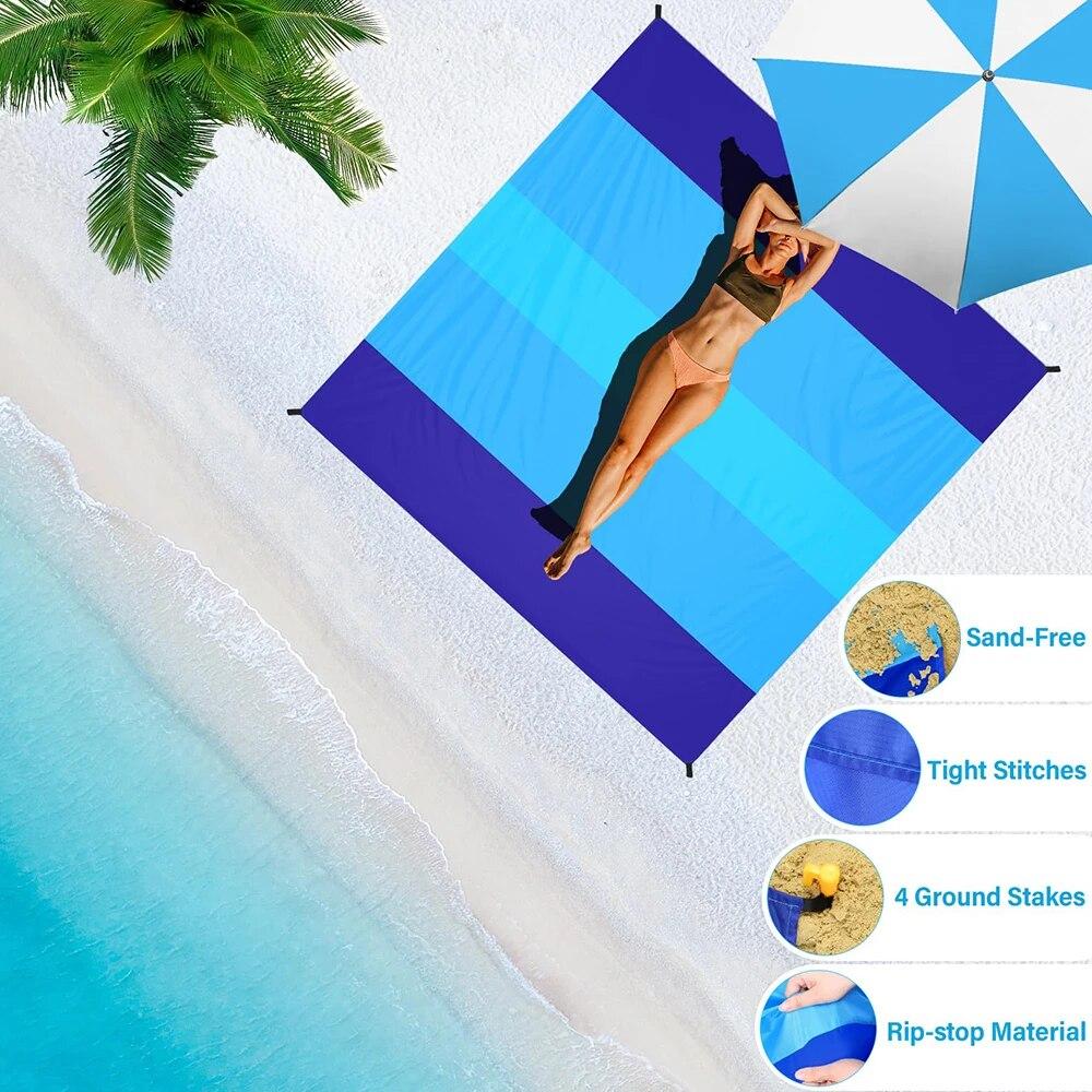 Beach Blanket Waterproof and Sandproof Large 2-3 Adult Light Picnic Mat Travel Camping Hiking Beach Blanket