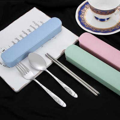 Veselă din inox Tacâmuri Furculiță Oțel Călătorie Camping cu lingură Cutie pentru betisoare