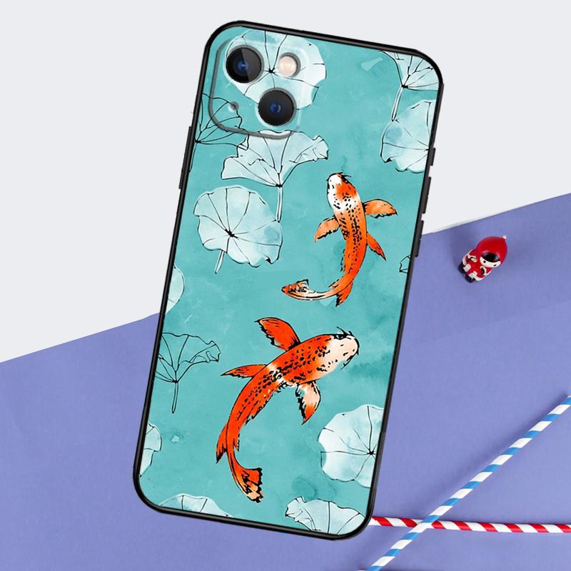 Koi Carp Fish Yin Yang Phone Case For iPhone 16 Pro Max 12 13 Mini 11 14 15 Pro Max XR 15 16 Plus 16e Back Cover