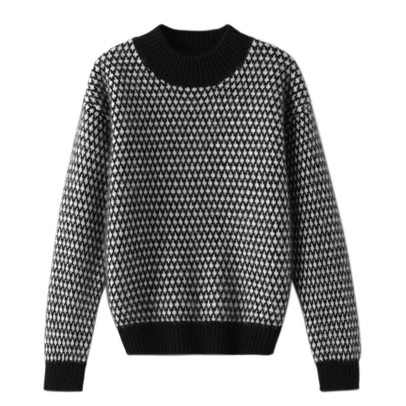 Kinder Pullover aus reiner Wolle mit Rundhalsausschnitt - Dick gestricktes warmes Oberteil für Jungen und Mädchen, Herbst/Winter Stil