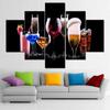 Unframed 5 Panel Red Wine Candle Colorful Fruit Sunflower Canvas Printed Posters Wall Art Pictures HD Paintings Room Home Decor