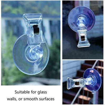 Multipurpose Pack of 8 Suction Cup Hooks with Clips for Home Bathroom Window Display Clear Designs Clip Holders