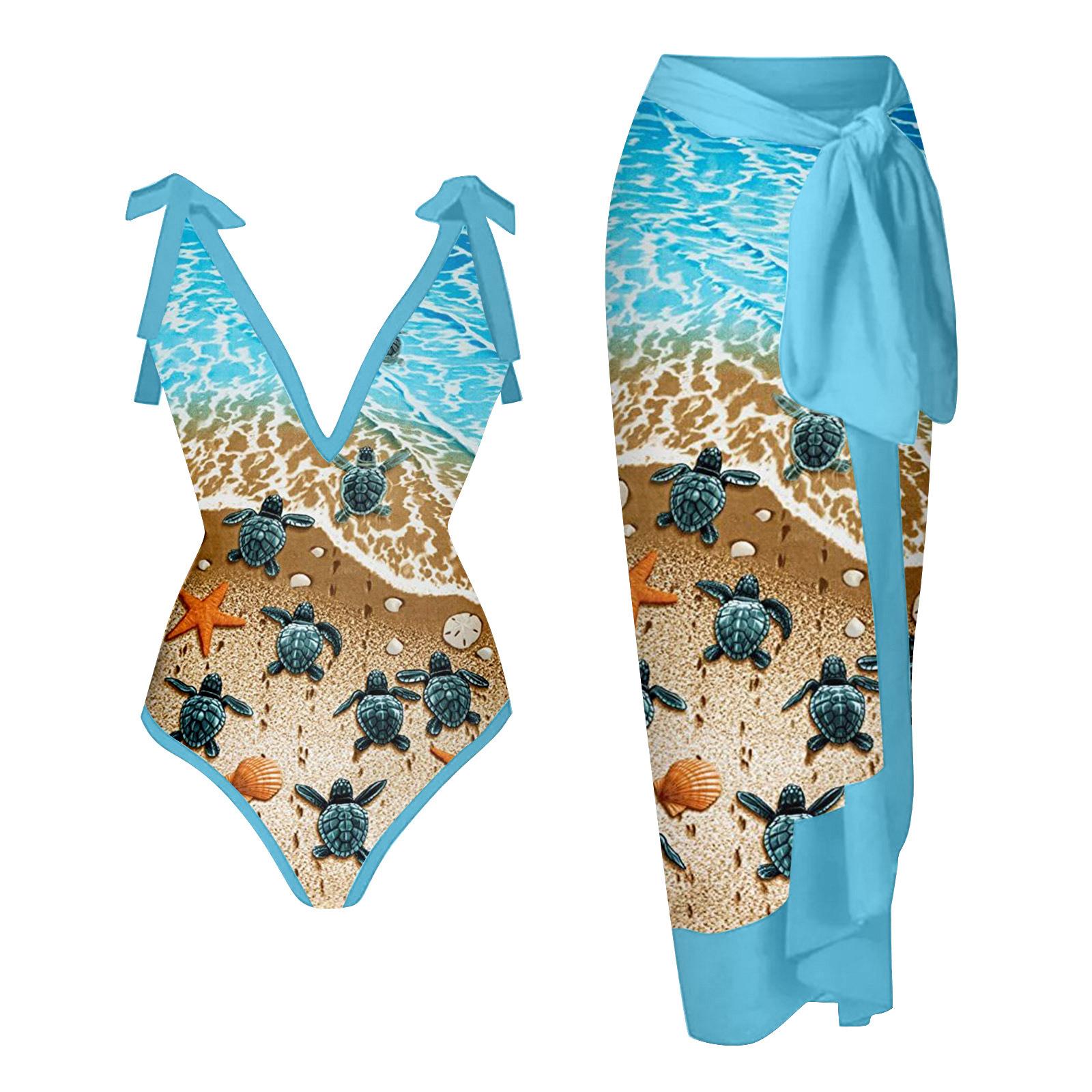 

Новий вінтажний жіночий цільний купальник з етнічним принтом, прозора спідниця з двох частин, консервативний купальник з м’якою пуш-апом, пляжний одяг XXXL