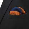 SHLAX&WING Silk Long Tie and Pocket Square Set for Men, Striped Blue and Yellow, Standard Size 160cm x 9cm