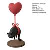 Cute Cat with Red Heart Balloon Figurine 3D Printed Romantic Love Heart Kitten Statue for Desk Shelf Decor Gifts for Cat Lovers