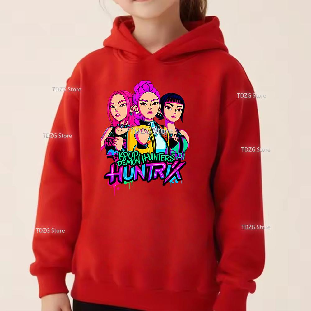 Autumn Single Girl Group KPop Demon Hunter Print Fashionable and Simple Sports Boy Girl Pullover Hoodie Children Clothing
