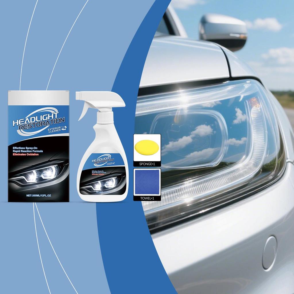 Automotive Headlamp Restoration Care Spray Kit Automobile Headlamp Lens Restorer Fluid Kit Surface Detailing Oxidation Cleaning