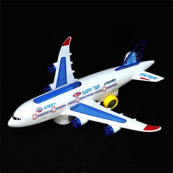 Aircraft Toy Hand-on Ability Energy-saving Kids Toy 360 Rotation Electric A380 Airplane Moving Flashing Lights Model Toy for Kids
