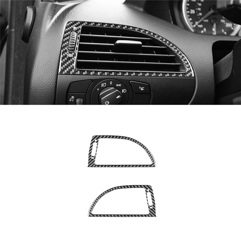Vent Cover Trim Carbon Fiber For Center Console Side Air Outlet For BMW 6 Series E63 E64 2004-2010 Interior Accessories Carbon Fiber Pattern