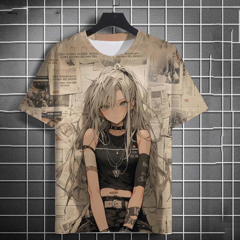 Cartoon Sexy Girl Pattern T-Shirts 3D Print Men Women Round Neck Short Sleev
