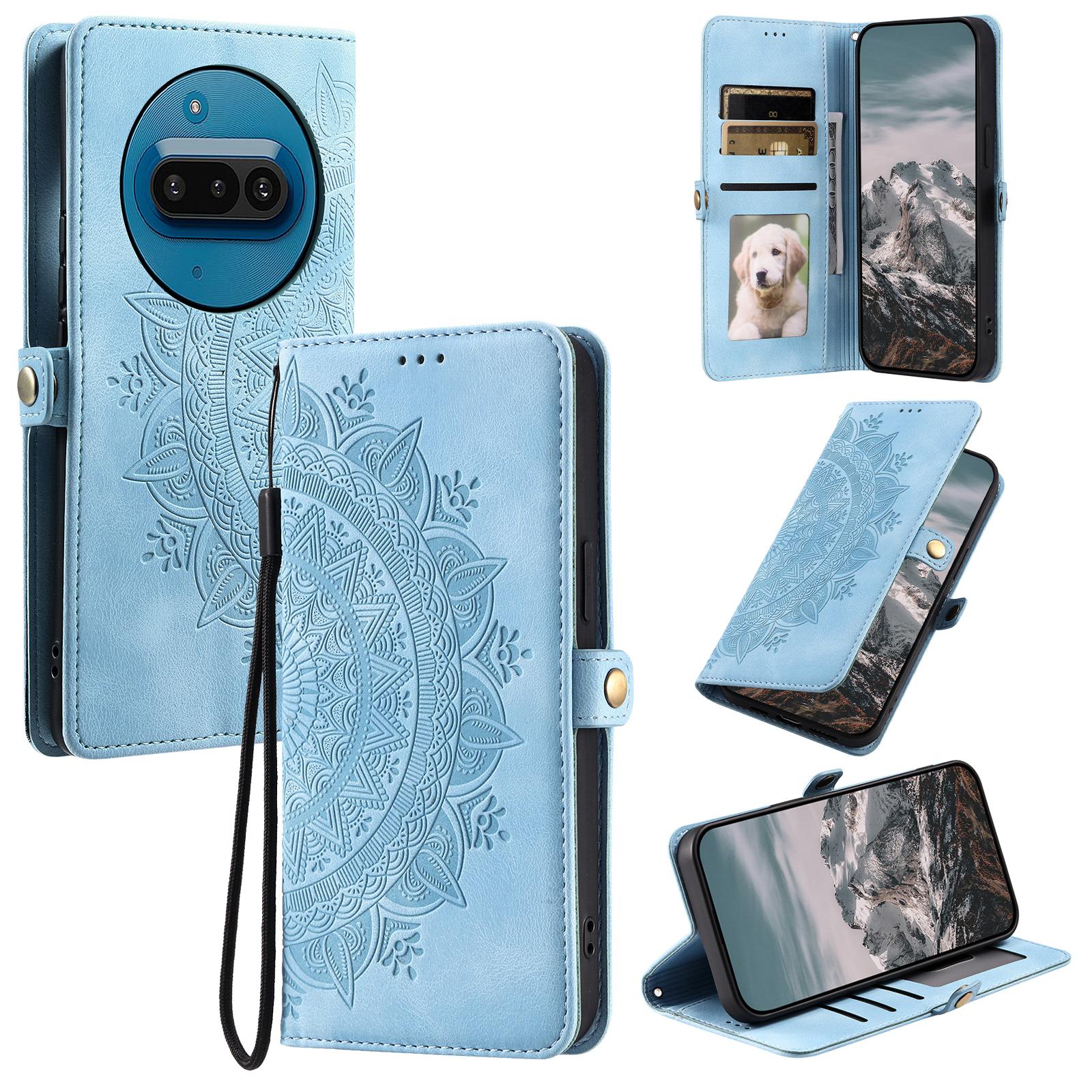 

Стиль 016 Для Nothing Phone (3a) Чехол Кожаный с Тиснением Тотем Кошелек Чехол для Телефона Lake Blue