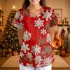 Women's Casual 3/4 Sleeve Neck Christmas Print Top for Holiday Parties