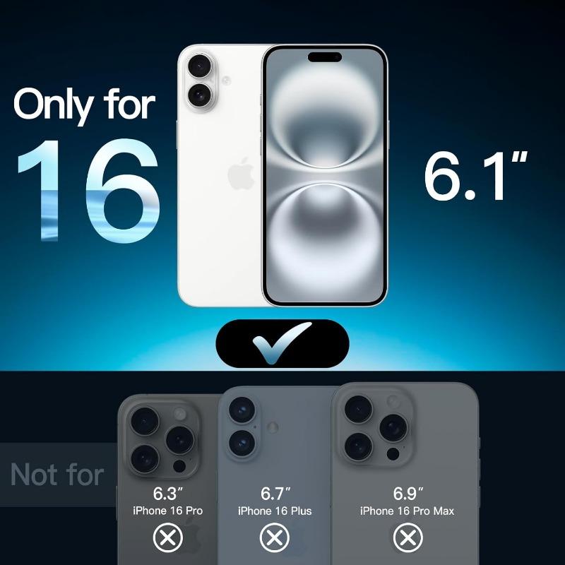 iPhone 16 HD Screen Protector (6.3 Inches), [top 9H Tempered Glass Film], Easy To Align, Scratch Resistant, Drop Resistant