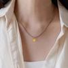 Retro French Titanium Steel Beaded Necklace - Gold & Silver Heart Clavicle Chain