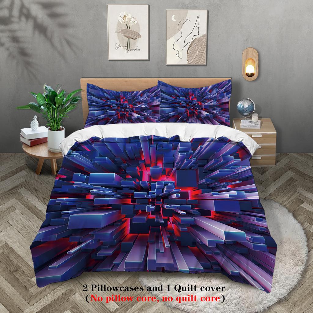 3D Digital Polyester Three-Piece Quilt Cover Bedding Quilt Cover Pillowcase