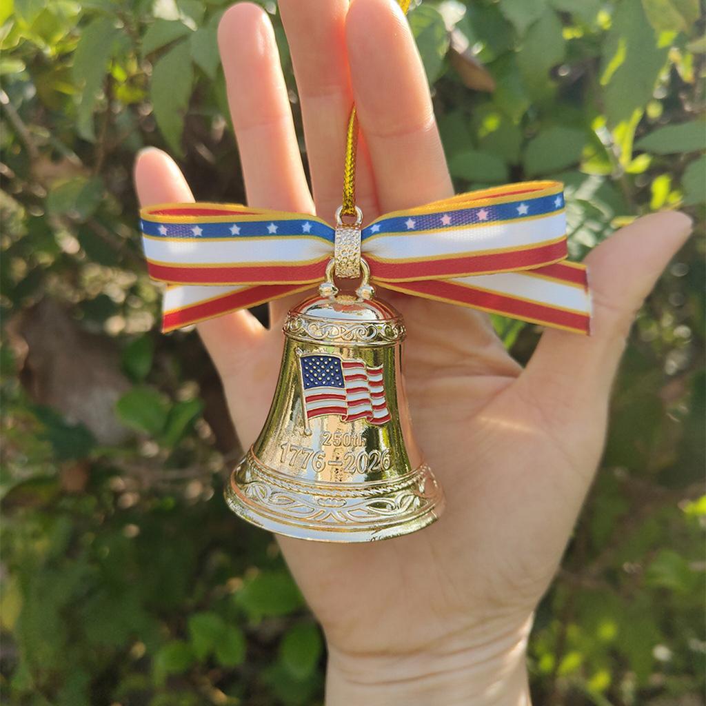 USA 250th Anniversary Bell Ornament Handmade Patriotic Commemorative Doorbell for Patriotic Holidays Christmas Tree