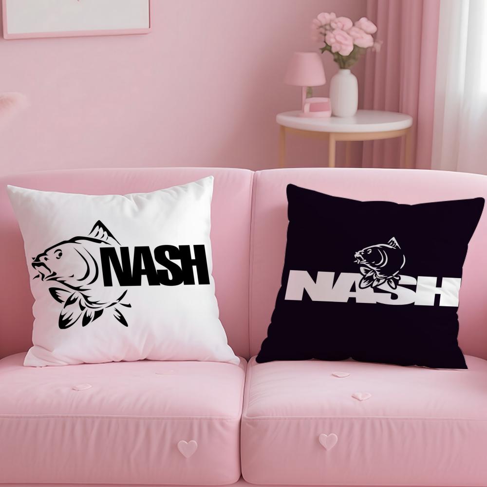 Nash Fishing logo Pillow Case Soft Plush Fabric Double-Sided Printed Cushion Cover Warm Winter Sofa Pillow Case