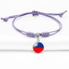 Purple Stylish Unisex Charm Bracelet With European Country Flags Length Adjustable