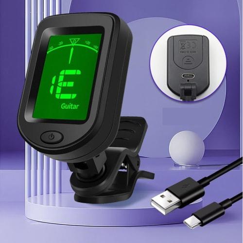 Guitar Tuner Clip-on, Guitar Tuner for Stringed Instruments - Rechargeable Tuner Clip-on Bass - Digital Portable String Instrument Tuning Device for B
