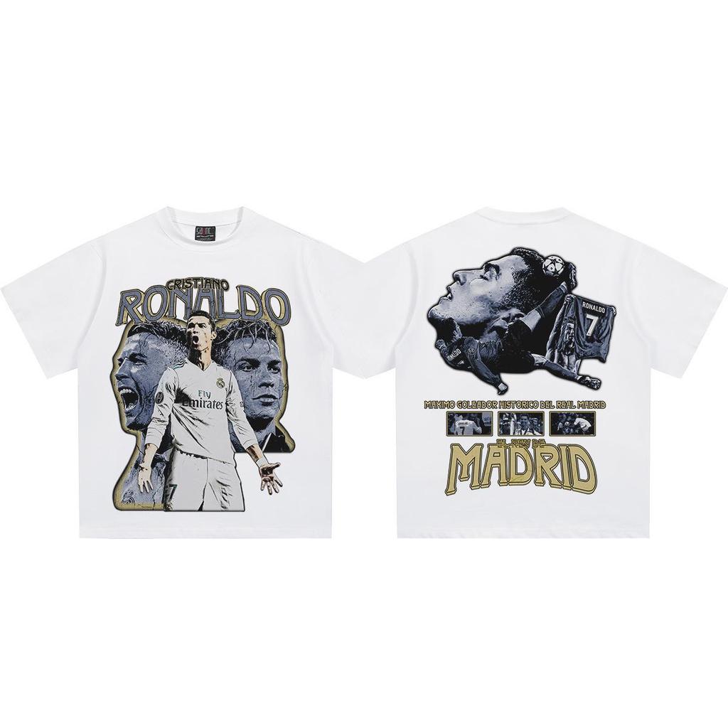 Cristiano Ronaldo Retro Distressed Heavyweight Cotton T-Shirt