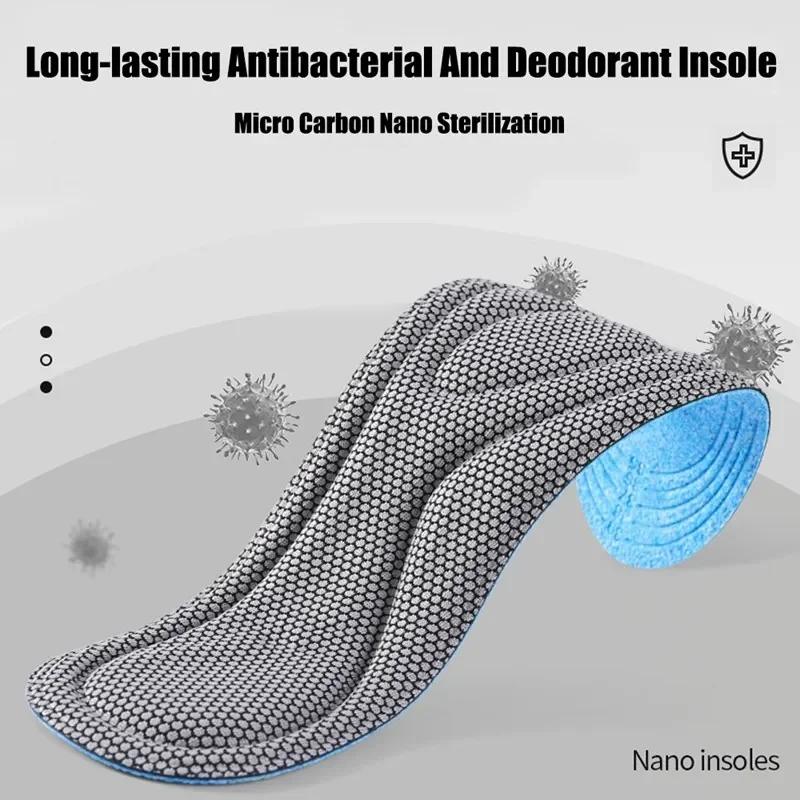 4pcs Nano Memory Foam Orthopedic Insoles for Shoes Antibacterial Deodorization Sweat Absorption Insert Sport Shoes Running Pads