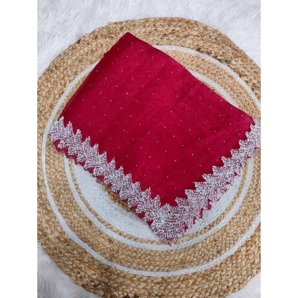 Pure  silk  with all over  diamond and handwork original pari wok lace with cut work  border, colour:-9