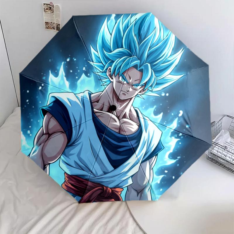 Vzor Goku Dragon Ball, automatický skládací deštník, přenosný a skládací design, 8 žeber, vánoční nebo narozeninový dárek.