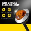 10X 3/4" LED Strobe+Steady Marker Lights Amber 12V 24V Dual Function W/Bezels
