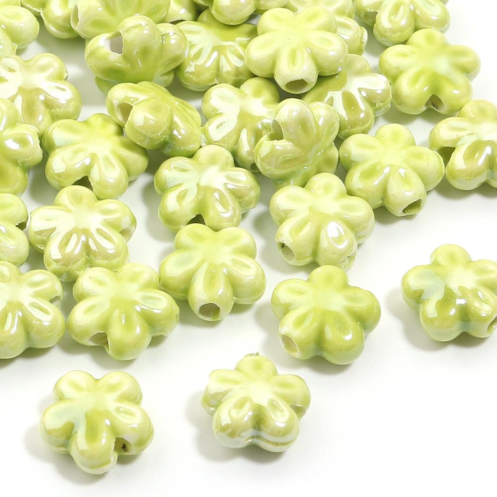10pcs Colorful Cherry Blossoms Ceramic Beads Mini Flower Loose Spacer Beads For Jewelry Making DIY Bracelet Necklace Accessories