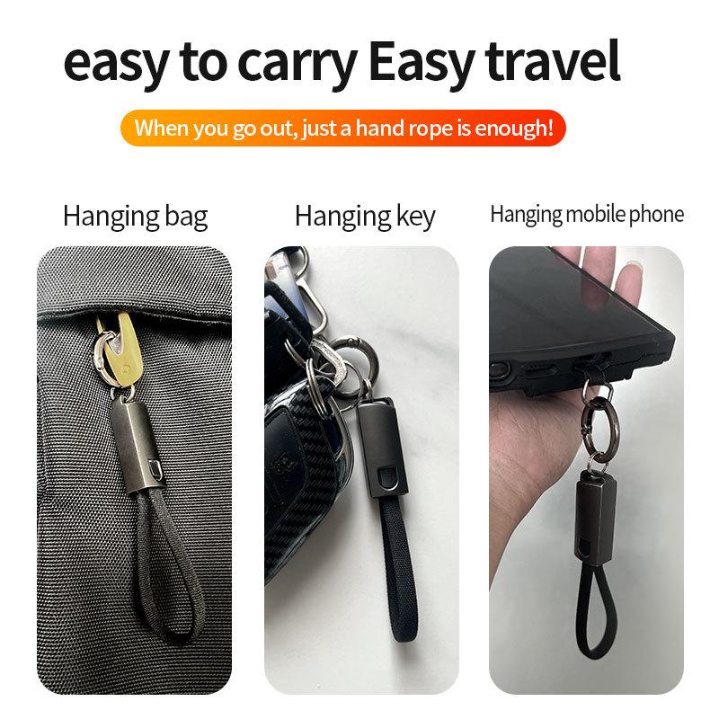 Zinc Alloy PD60W Fast Charging Data Cable Keychain for Apple iPhone/Huawei with Portable Lanyard