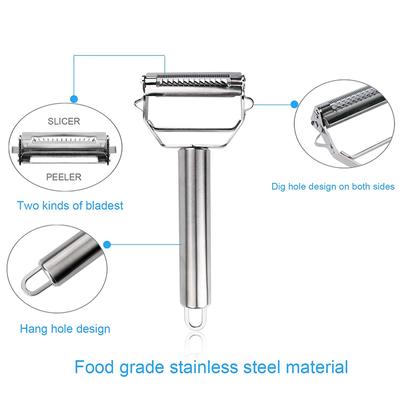 LMETJMA Stainless Steel Dual Blade Vegetable Peeler Kitchen Julienne Peeler With Non-slip Handle Apple Potato Peeler JT322