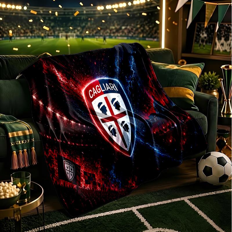 Cagliari Fußball Club Wappen Decken Flanelldecken Plüsch für Sofa Bett Geschenke für Männer Frauen Reise Picknickdecke Weihnachts-Fan-Geschenke