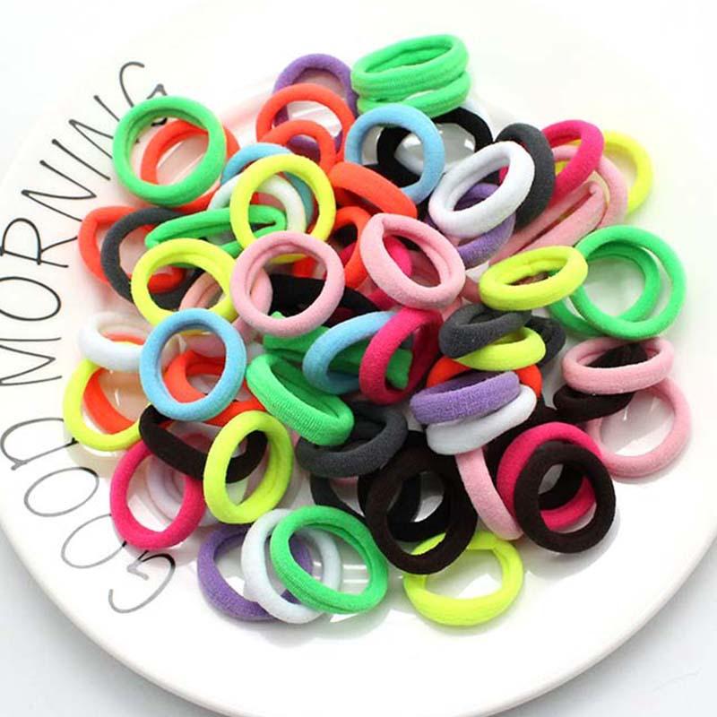 50 Stück/Los Schwarz Bunt Scrunchies Kaffee Rosa Gummiband Seil Stirnband Haargummis 3CM Weiß Elastische Haargummis Für Mädchen