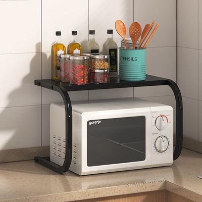 Kitchen Organiser 2 Tier Carbon Steel Shelf Kitchen Table Microwave Kitchen Storage Drill-Free Cutlery Organiser Spice Rack